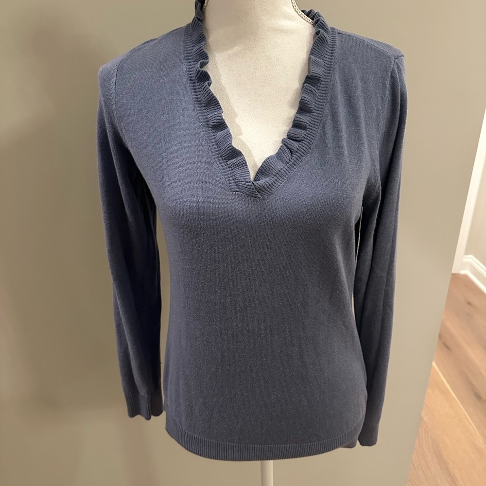 Ann Taylor Ruffle Collar Sweater M